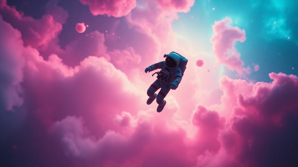 Astronaut drifting through cosmos